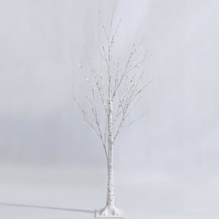Betulla LED da 120 cm con 48 luci bianche calde