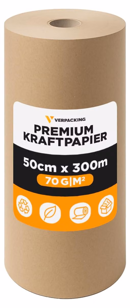 Carta kraft, 50 cm x 300 m, 70 g/m², marrone, ideale per confezioni regalo