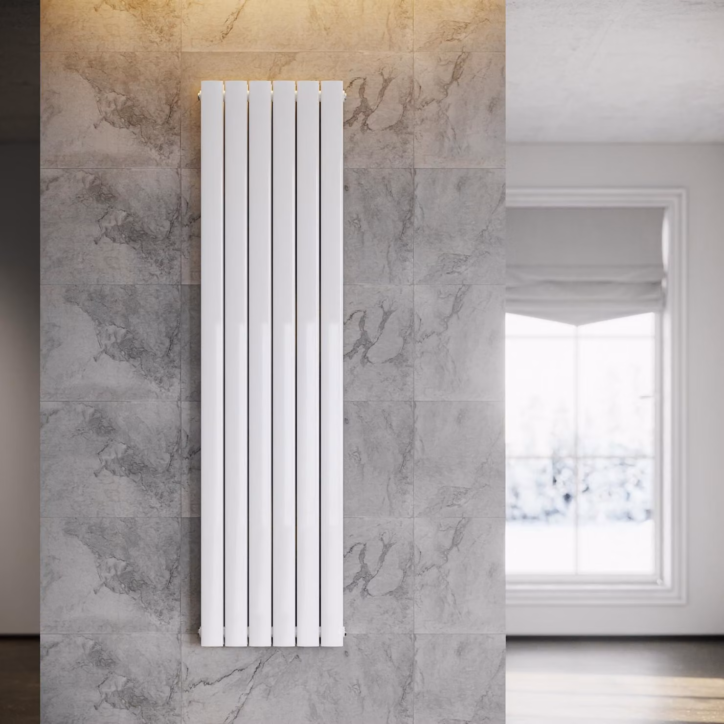 SONNI Radiatore a pannelli verticale a doppio strato, bianco, 1800×465 mm, senza resistenza