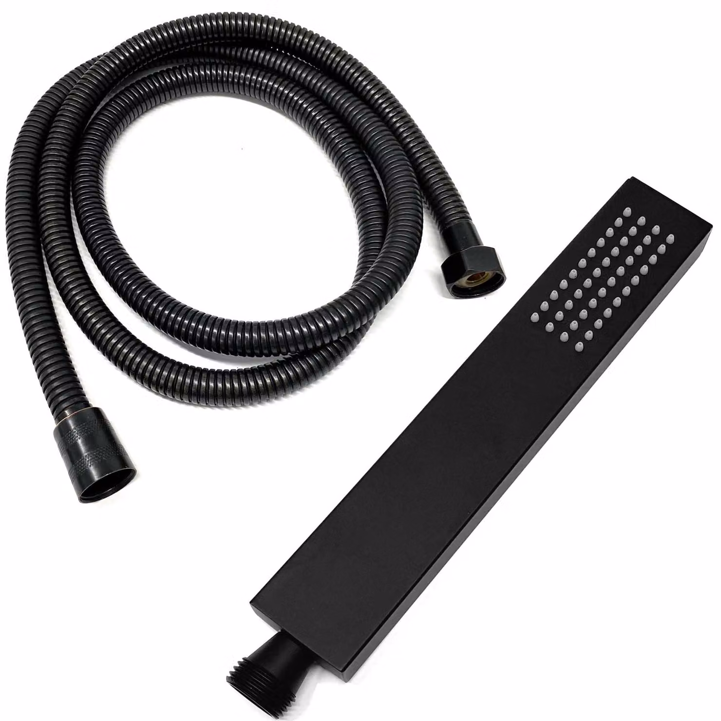 Set soffione doccia con tubo flessibile da 1,5 m, nero | Set doccia con doccetta e tubo flessibile | Tubo flessibile e soffione doccia con bocchette anticalcare