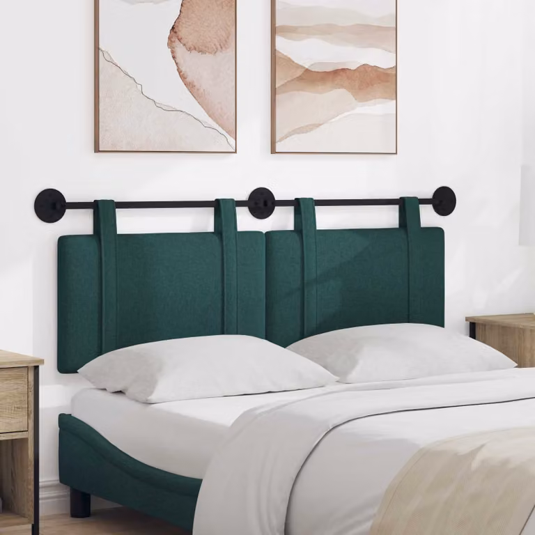 Testiera sospesa moderna vidaXL in tessuto verde con pannello imbottito, L: 150 cm, H: 55 cm, P: 6,28 cm