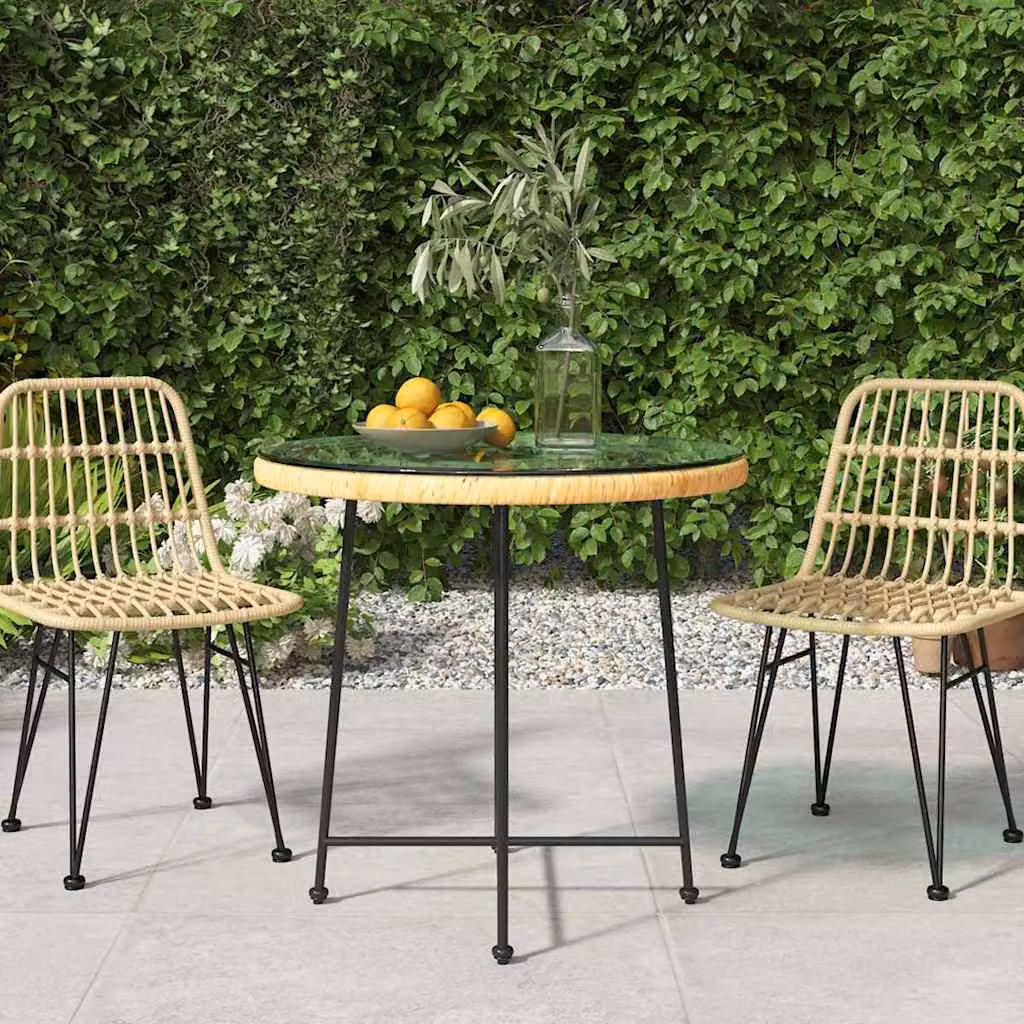vidaXL Tavolo da Pranzo Rotondo Moderno in Vetro Trasparente e Acciaio Marrone Ø 80 cm, H 74 cm
