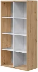 Libreria moderna FORES in legno e MDF, Bianco Rovere, L 71 cm x P 33 cm x H 137 cm