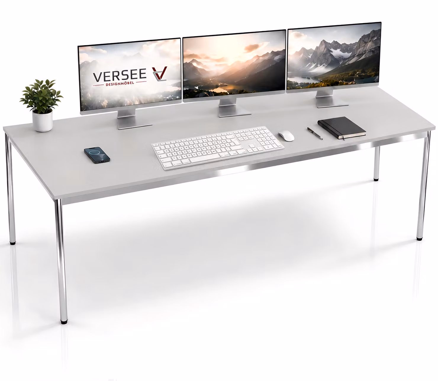 Scrivania / tavolo da conferenza VERSEE VST1 180x100 cm grigio chiaro - regolabile in altezza, stabile