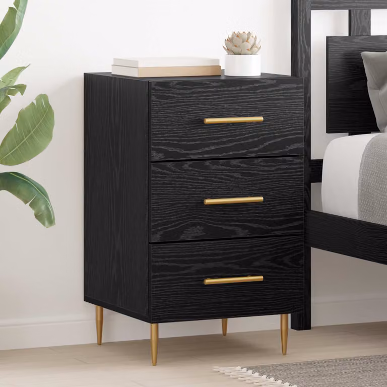 vidaXL Armadio da Notte Rovere e Nero L/P/H: 40 x 40 x 66 cm