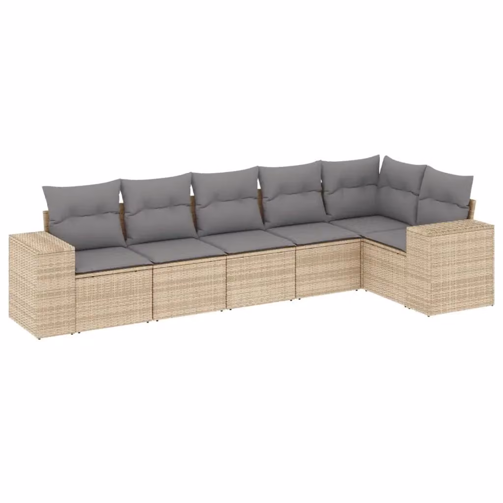 vidaXL Set Divano da Giardino a L 6 pz con Cuscini Beige e Grigio in Polyrattan e Acciaio – 2