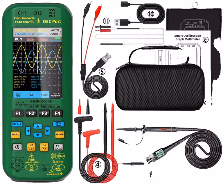 Multimetro digitale, oscilloscopio a due canali, 50 MHz, modello O7