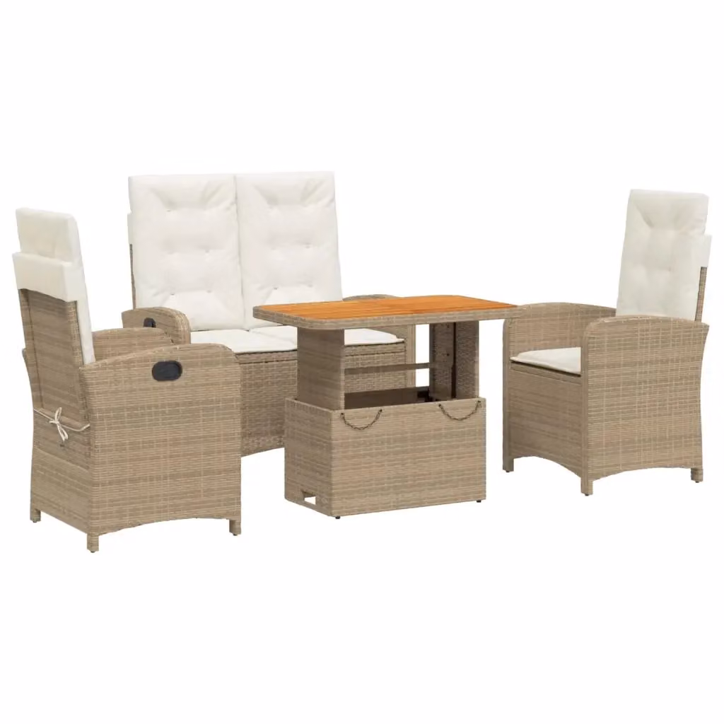 Set da Pranzo da Giardino vidaXL in Legno di Acacia con 4 Sedute e Cuscini Beige – 2