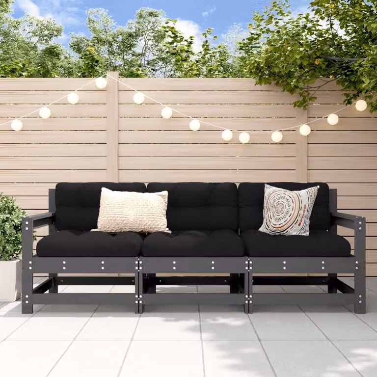 Maison Exclusive - Set da giardino 3 pezzi grigio in legno massello di pino