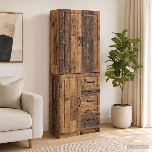 Set di 2 armadi da giardino vidaXL in legno marrone opaco con ante a battente e cassetti
