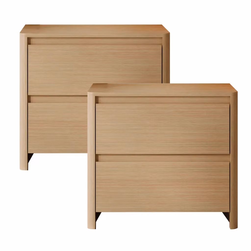 Set di 2 Comodini Takranmaa en.casa con 2 Cassetti, Effetto Rovere Marrone, L 60 cm x P 40 cm x H 54 cm – 2