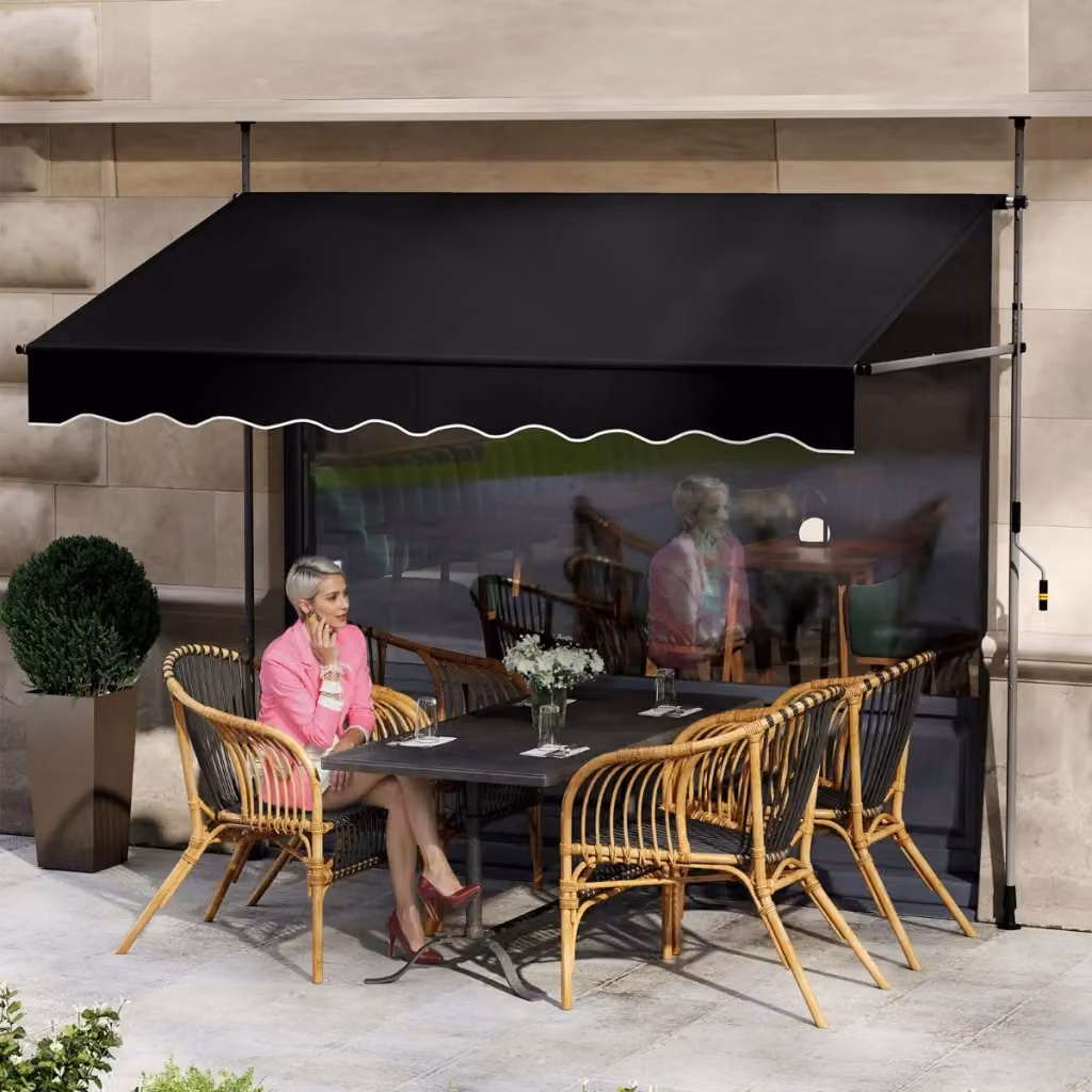 Tenda da sole retrattile manuale Design Mania con manovra, tettuccio da esterno in poliestere e alluminio, colore nero, L: 300 cm, P: 250 cm – 2