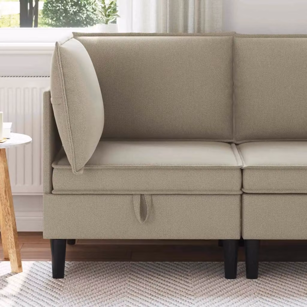 Divano angolare moderno DESIGN IN con contenitore in velluto color sabbia per il tuo soggiorno – 2