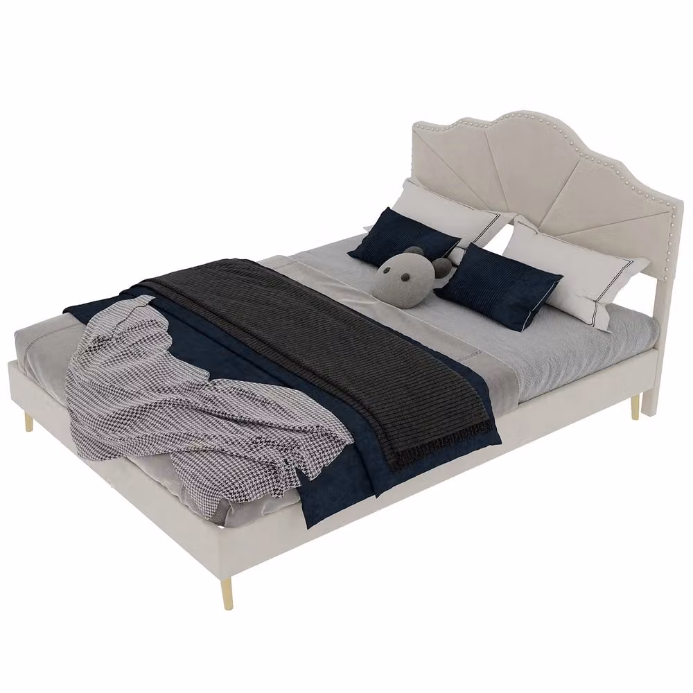 Letto imbottito con testiera Minimal beige L: 140 cm, P: 200 cm – 2