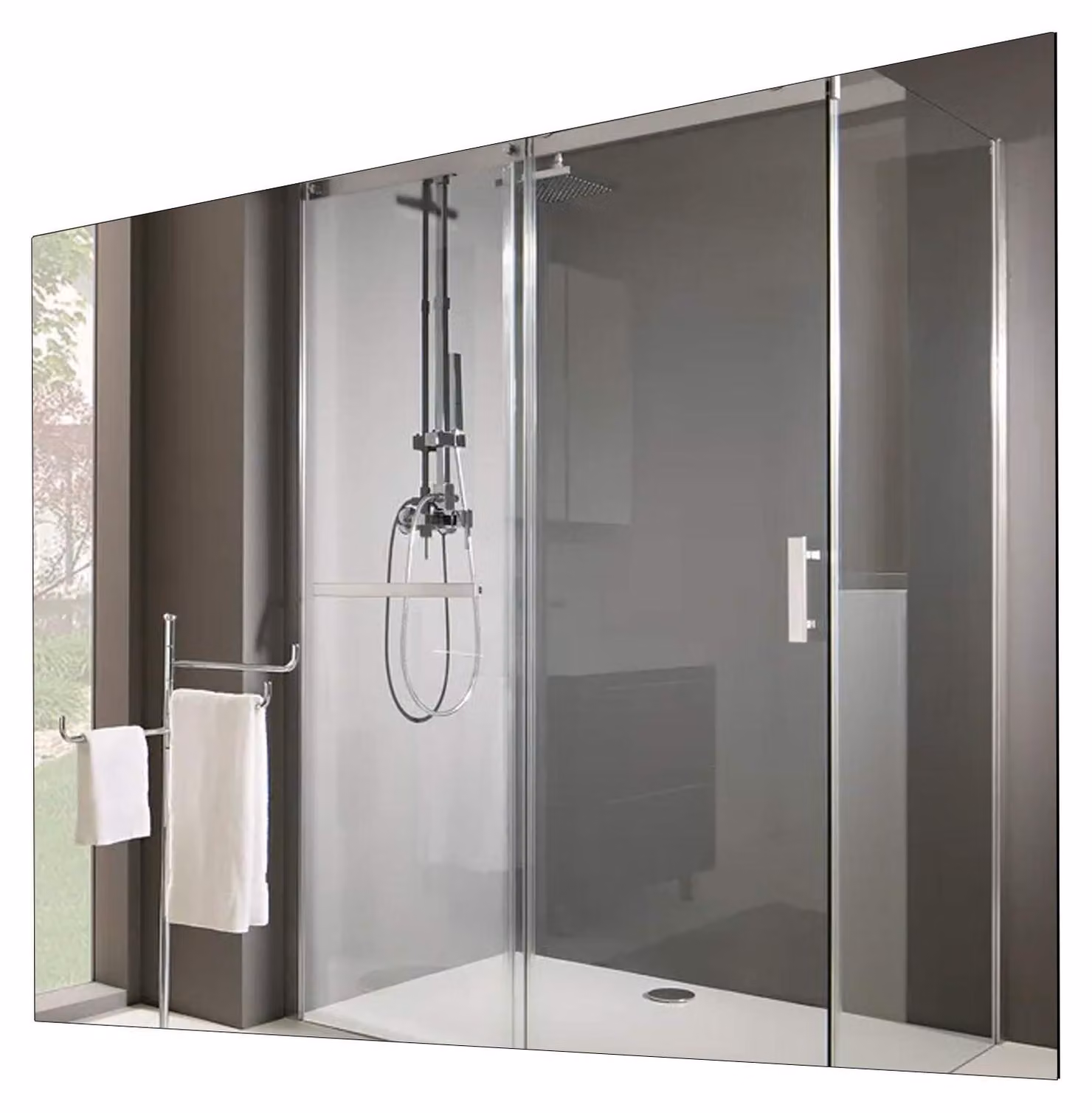 Specchio da bagno riscaldato a infrarossi - 60x85 cm - 450 Watt - Rosso - Design senza cornice - Riscaldamento supplementare per ambienti