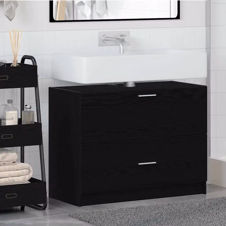 Mobile da bagno vidaXL in legno nero con cassetti e ante L: 78 cm, P: 37 cm, H: 59 cm