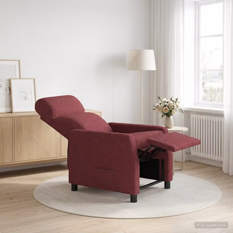 vidaXL Poltrona reclinabile moderna in tessuto rosso con braccioli