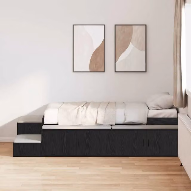 Struttura letto con contenitore Rovere Nero 80 cm 3335574