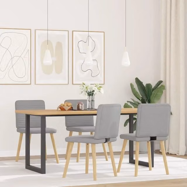 Set di 4 sedie da pranzo vidaXL in tessuto grigio con struttura in legno e metallo