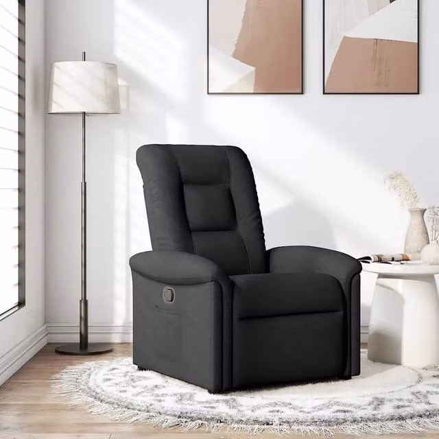 Poltrona Reclinabile Relax vidaXL in Tessuto Nero con Braccioli e Regolazione Manuale – 1