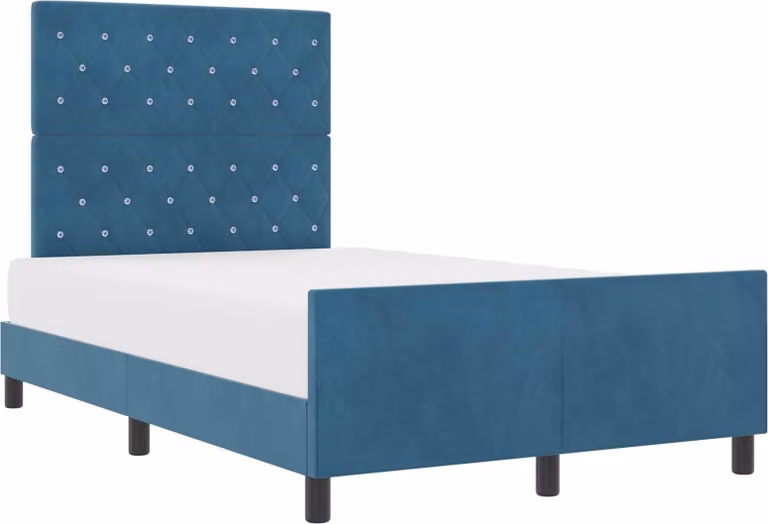 Letto a molle con testiera Blu Scuro 120 x 200 cm Velluto