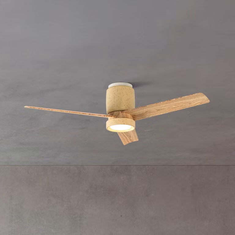 Mantra Iluminación Ventilatore da soffitto LED Ceramica M, beige/legno, DC, silenzioso, CCT dimmerabile, Crema / Ambra, Soggiorno / Sala da pranzo, Metallo, Moderno