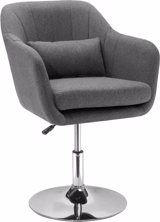 Sedia da scrivania - 57x57x77,5-87 cm - Sedia girevole e regolabile in altezza - Materiali: poliestere e acciaio - Colore: grigio scuro