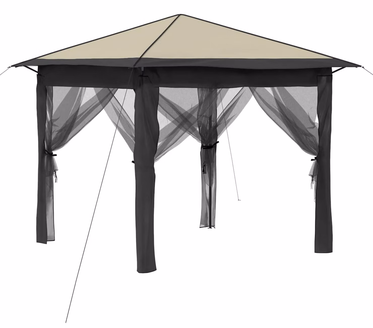 Gazebo con 4 pareti laterali, dimensioni 2,6 x 2,6 metri, colore crema e antracite