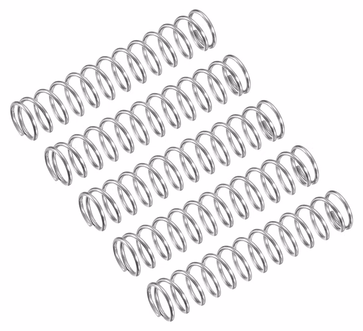 Molle a compression, confezione da 5, acciaio inossidabile 304, dimensioni 10x1x50 mm, colore argento