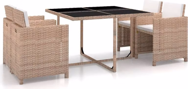 Maison Exclusive - Set da giardino da 5 pezzi con cuscini, in rattan sintetico beige