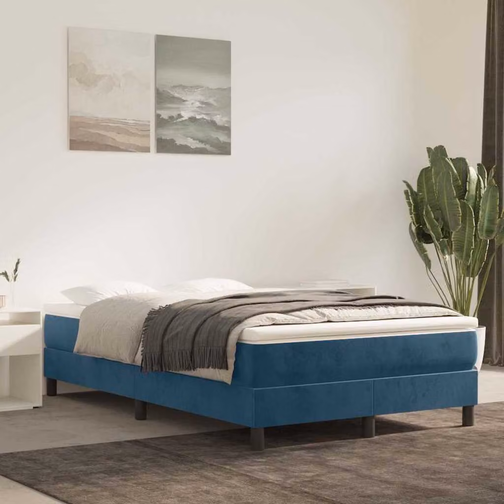 vidaXL Struttura Letto Imbottita in Velluto Blu Scuro con Doghe Arcuate L/P/H: 200 x 120 x 25 cm