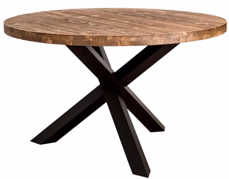 Casa Padrino tavolo da pranzo in stile country marrone/nero Ø 130 x h. 78 cm - Tavolo da cucina rotondo in legno massiccio
