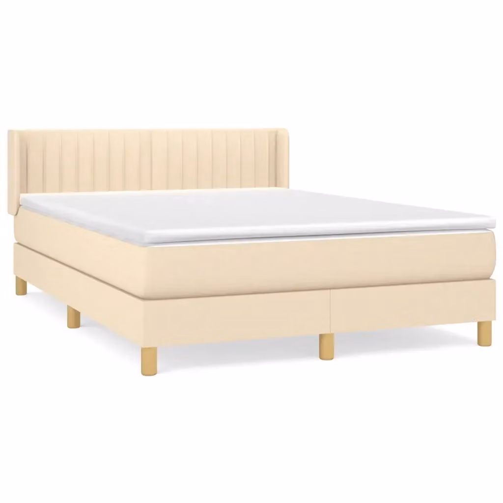 vidaXL Letto Ibrido con Materasso a Molle in Tessuto Beige e Bianco L/P/H: 190 x 140 x 88 cm – 2