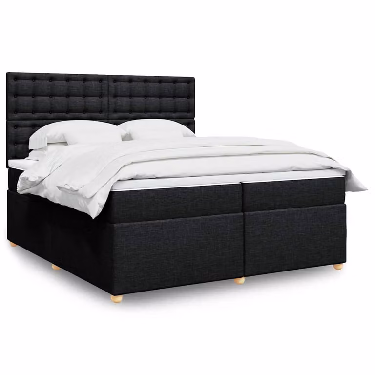 vidaXL Giroletto a Molle Ibrido con Materasso Nero e Struttura in Tessuto 200x200 cm