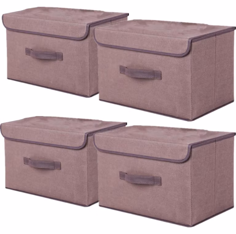 Omgoods - Set di 4 scatole pieghevoli con coperchio per l'organizzazione degli abiti