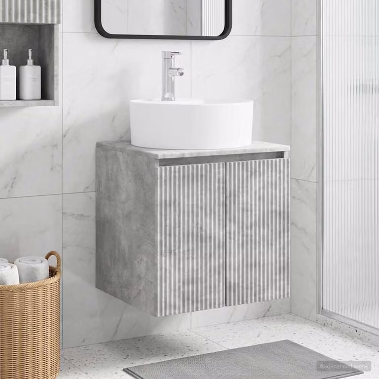 Lavabo da parete moderno vidaXL Grigio, L 49,5 x P 44,5 x H 65 cm