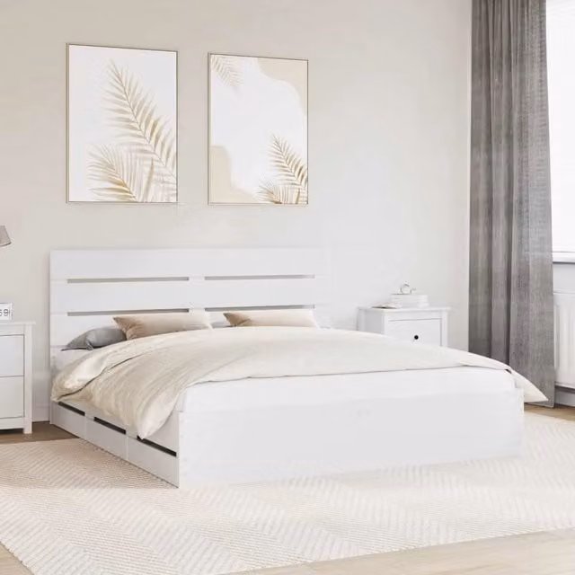 Struttura del letto-Giroletto-Rete del Letto Bianco 180 x 200 cm Legno Ingegnerizzato 468987
