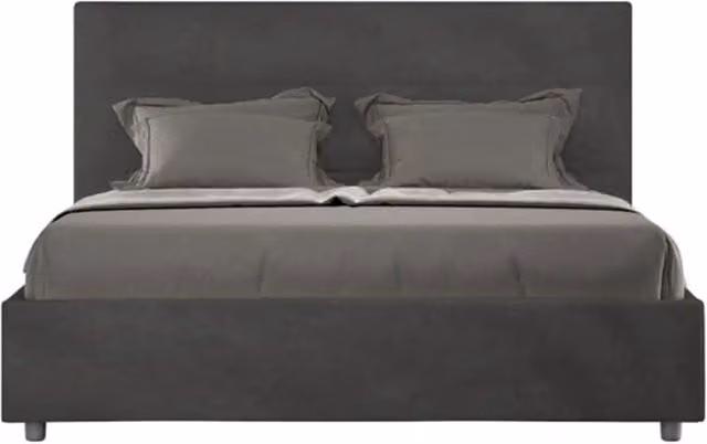 Letto matrimoniale contenitore Ityhome Mika imbottito in microfibra grigio L/P: 160 x 200 cm