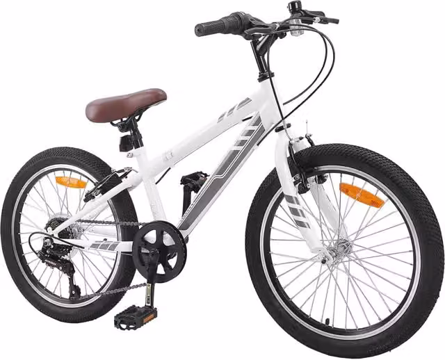 Mountain Bike da 20 Pollici con 6 Velocità per Bambini dai 5 agli 8 Anni, Colore Bianco – 1