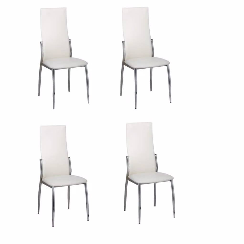 Sedie da Pranzo 4 pz Bianche in Pelle finta