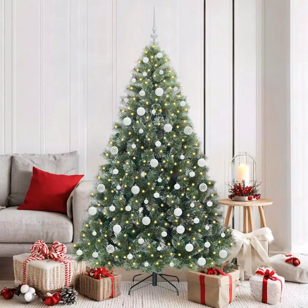 Albero di Natale artificiale moderno vidaXL verde con 300 LED luce bianca calda in PE e PVC, Altezza: 180 cm – 1