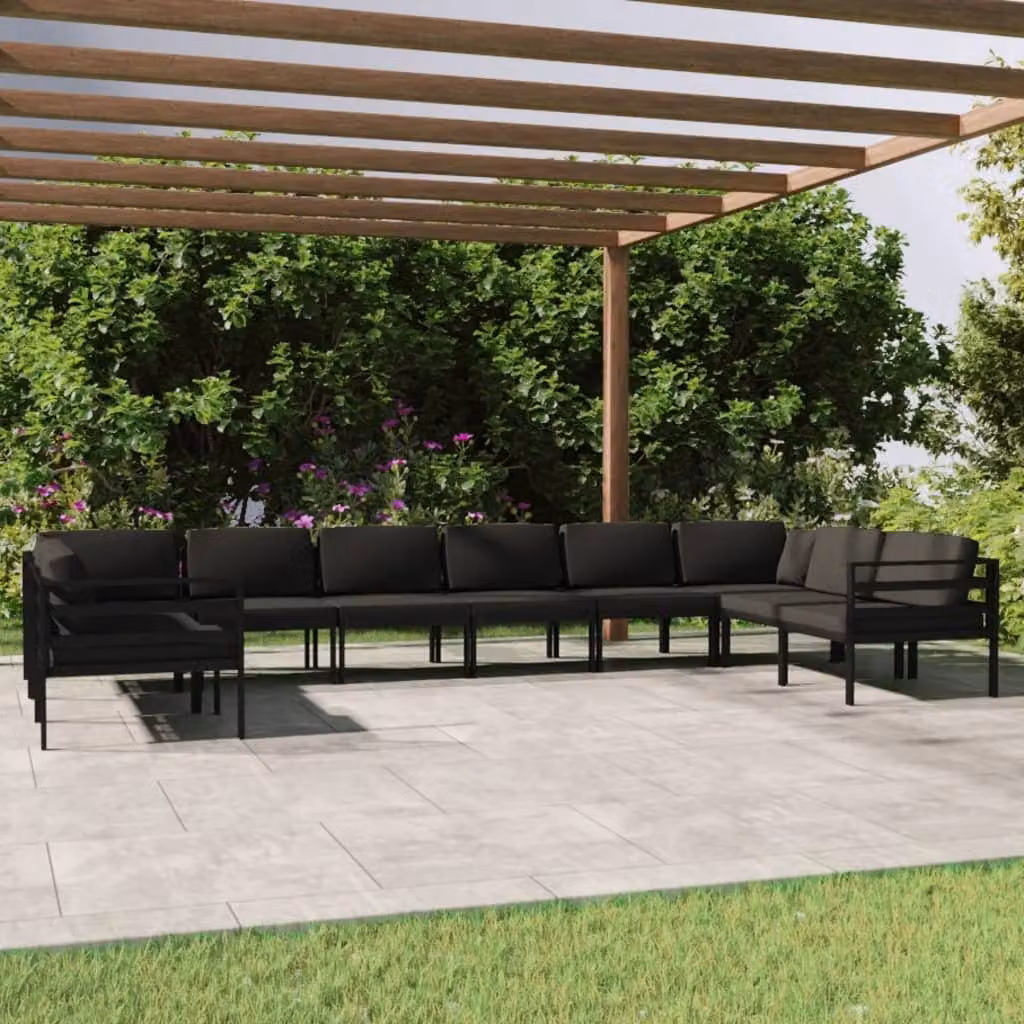 Maison Exclusive - Set Divani da Giardino 10 pz con Cuscini in Alluminio Antracite