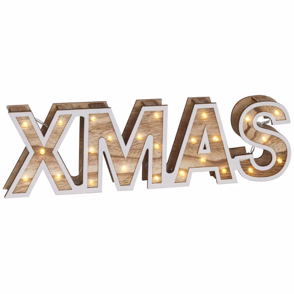 Lettere decorative, 25 LED bianco caldo, scritta XMAS