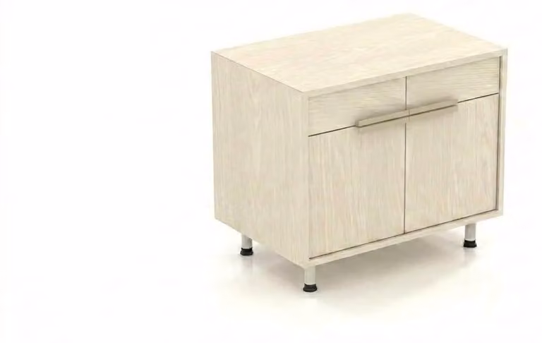 Comodino beige robusto, versatile e di alta qualità, ideale come mobile contenitore