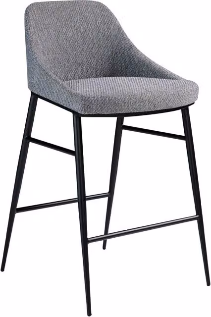 Sgabello moderno Angel Cerdá in tessuto grigio con struttura in metallo nero