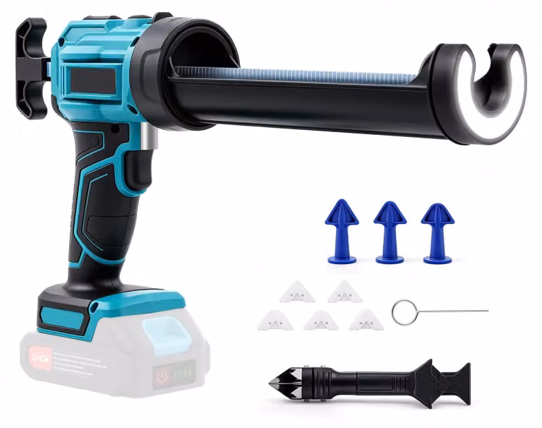 Pistola per silicone a batteria da 21 V - 4 velocità - Sistema antigoccia automatico - Anello LED - Supporto a 360° - Senza batteria