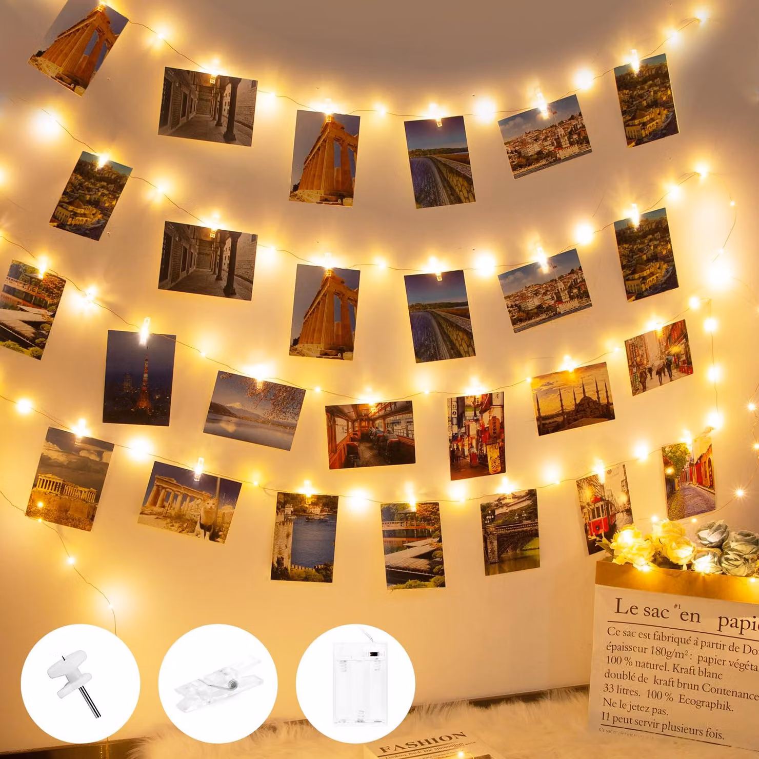Catena luminosa con 100 LED, lunghezza 10 metri, con timer, ideale per la decorazione di interni, come camere da letto o soggiorni