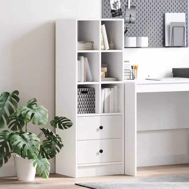 Credenza moderna vidaXL bianca con ante e cassetti L/P/H: 45,5 x 34 x 127 cm – 1