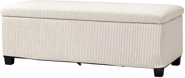 Panca contenitore con vano da 84 l e struttura in acciaio, rivestimento in poliestere beige, 112 × 42 × 40 cm