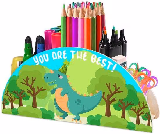 Organizer da scrivania in legno per bambini, organizer multifunzionale in legno, ideale per la scuola e l'ufficio, con spazio per penne e altri articoli da ufficio.